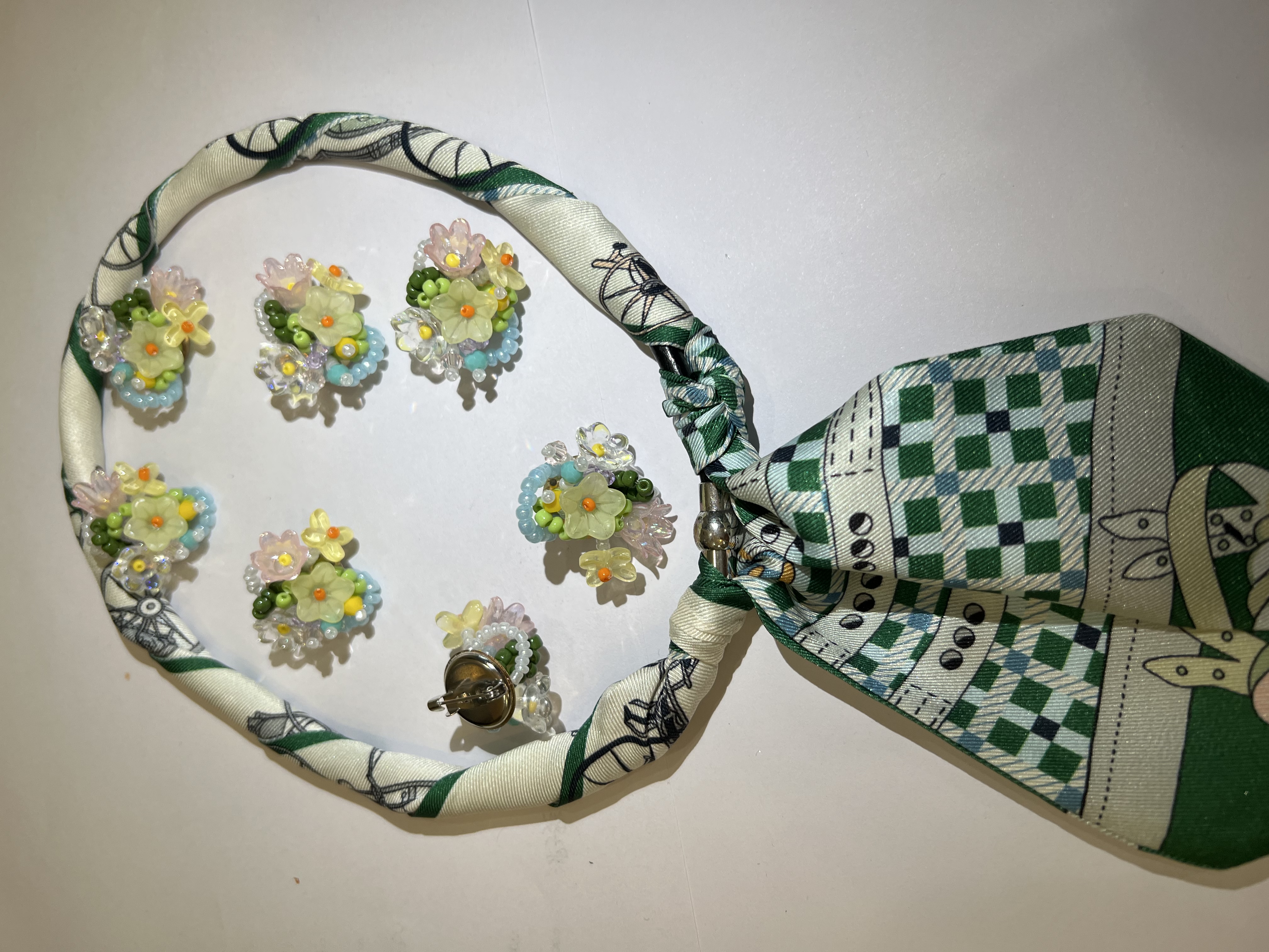 Cross-border e-commerce fashion bestsellers include corsages, wind chime flowers, Chinese cabbage flowers, pearl flowers, colorful white jade flowers, grape string flowers, and DIY shoes, hats and clothing Application Scenario