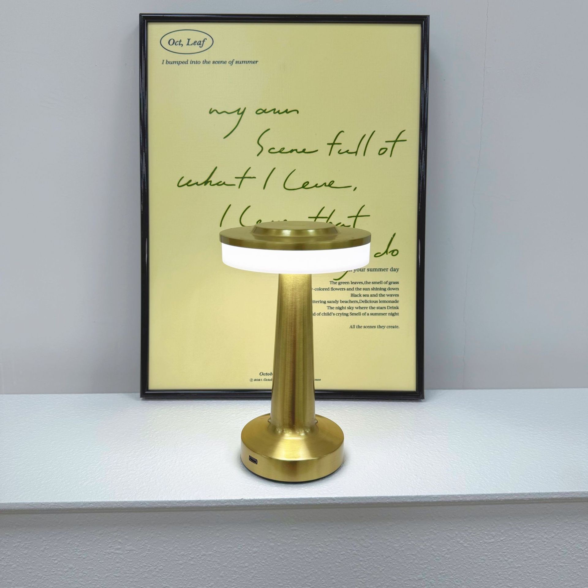 Hot-selling barbell charging touch decorative creative bar light, retro metal three-color adjustable dumbbell table lamp, USB LED night light ornament detail image 2