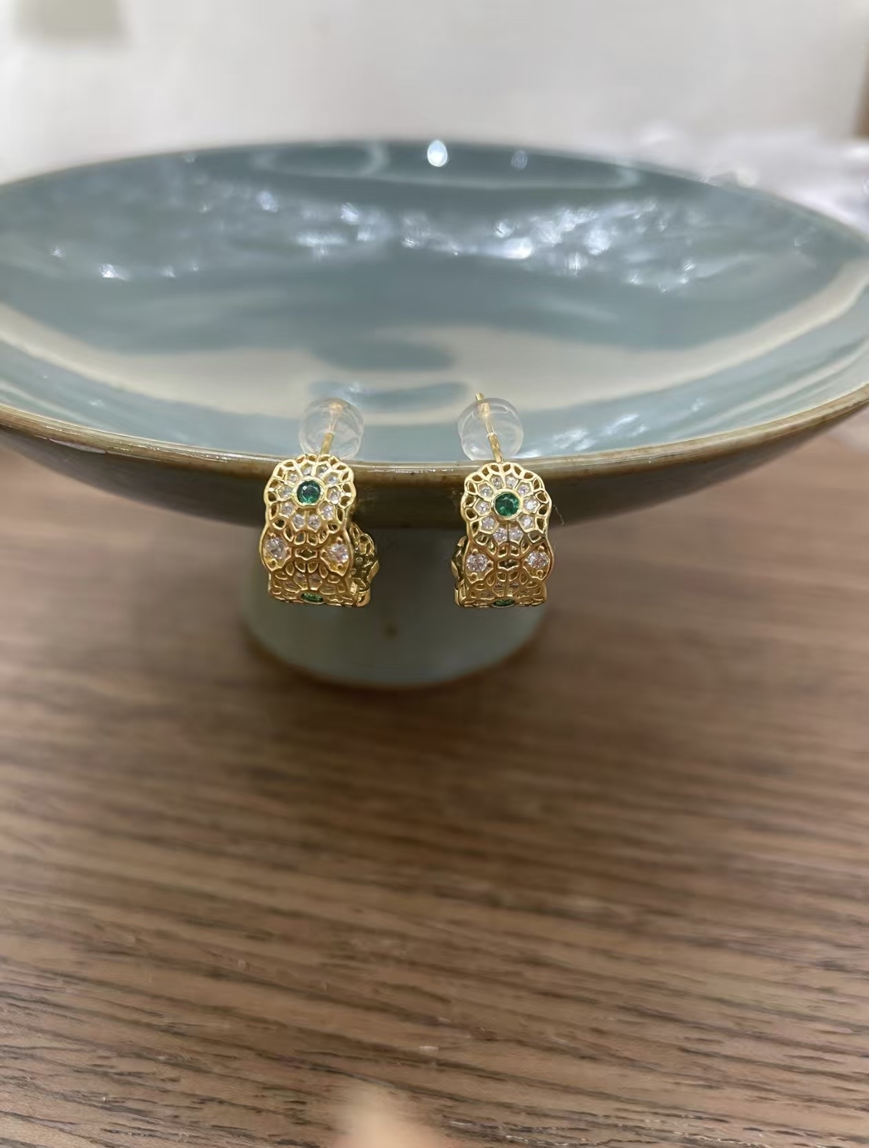 银镀金耳钉雪花形产品图