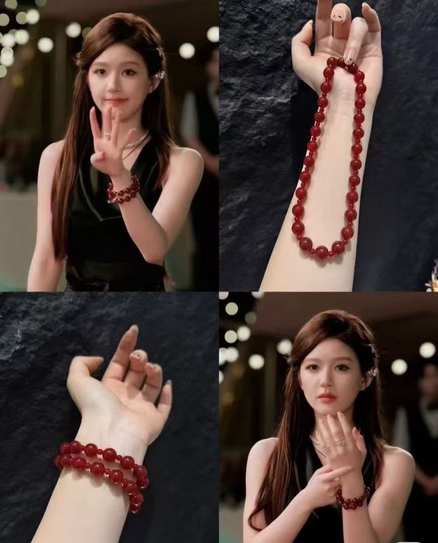 许我耀眼露思需妍红玛瑙双圈手串贵气高级感显白手串精致高定