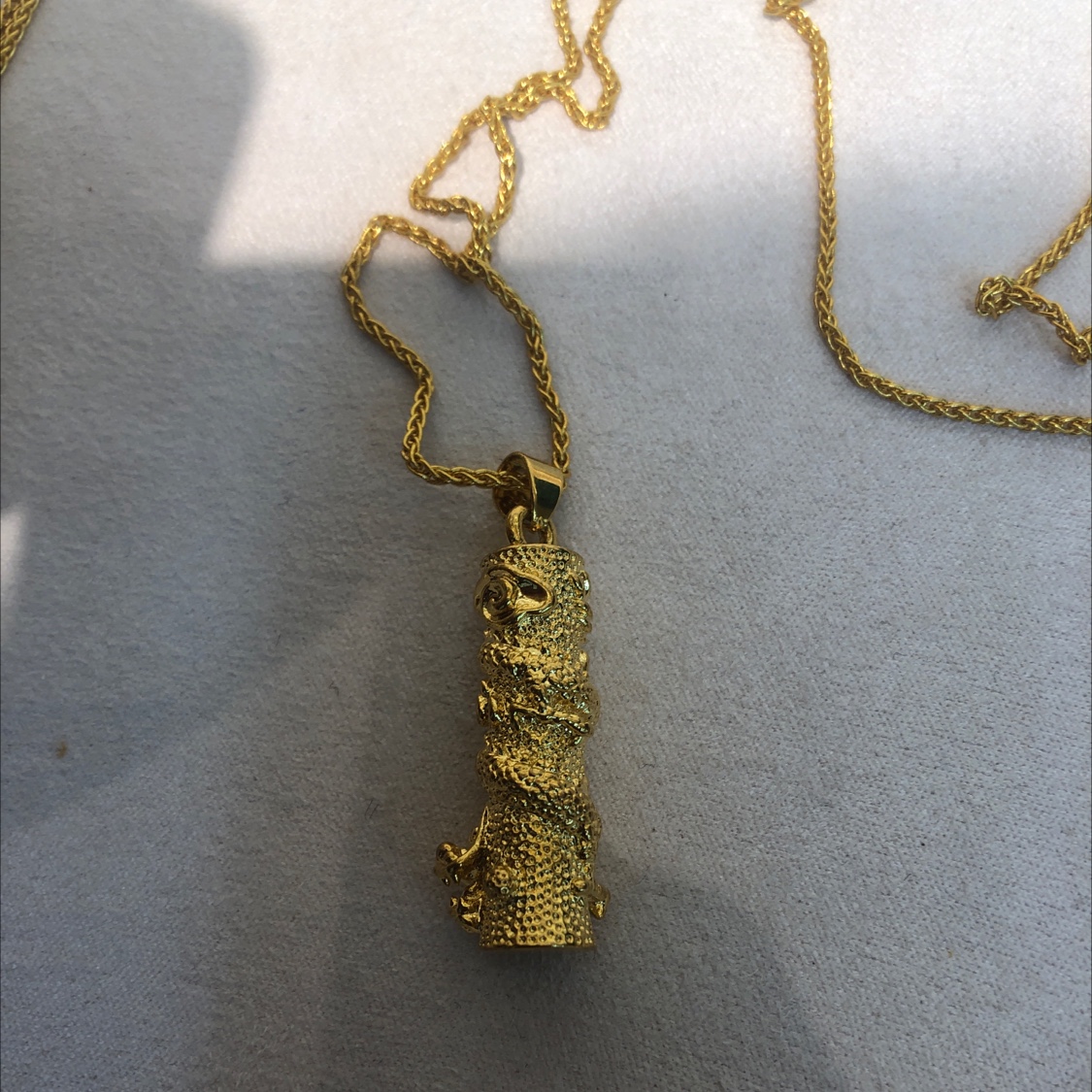 24K真金电镀项链沙金蟠龙柱饰品