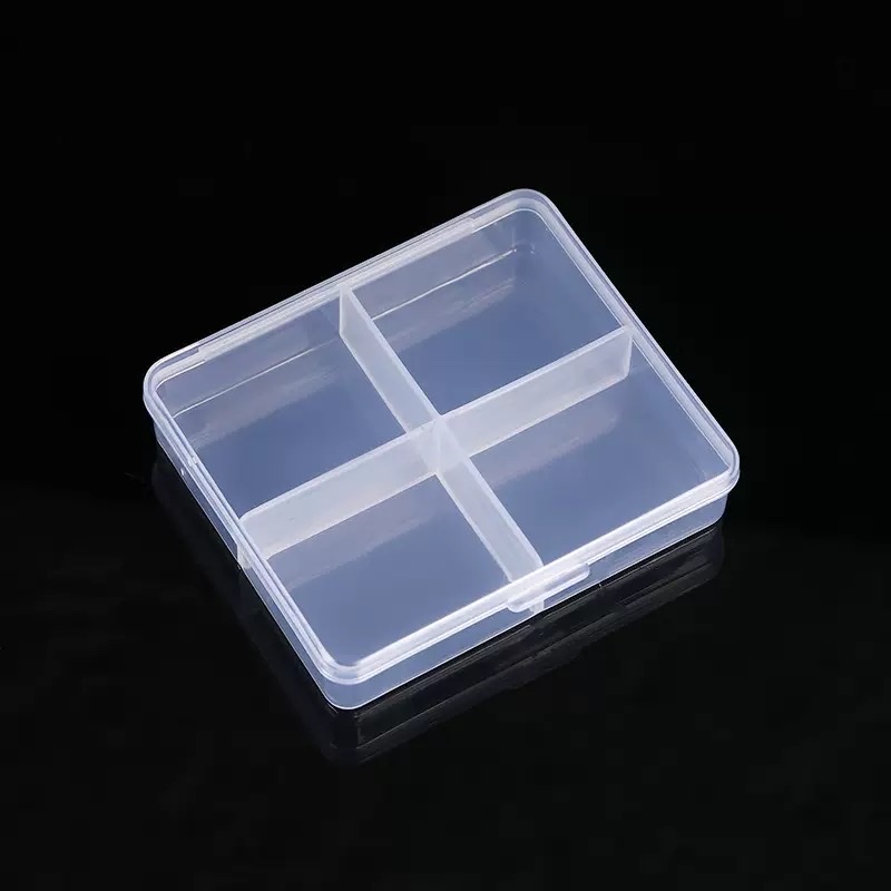 Transparent PP four-compartment jewelry box, fishhook parts box, 4-compartment paperclip wire box, accessories packaging, storage and organization box Specification image
