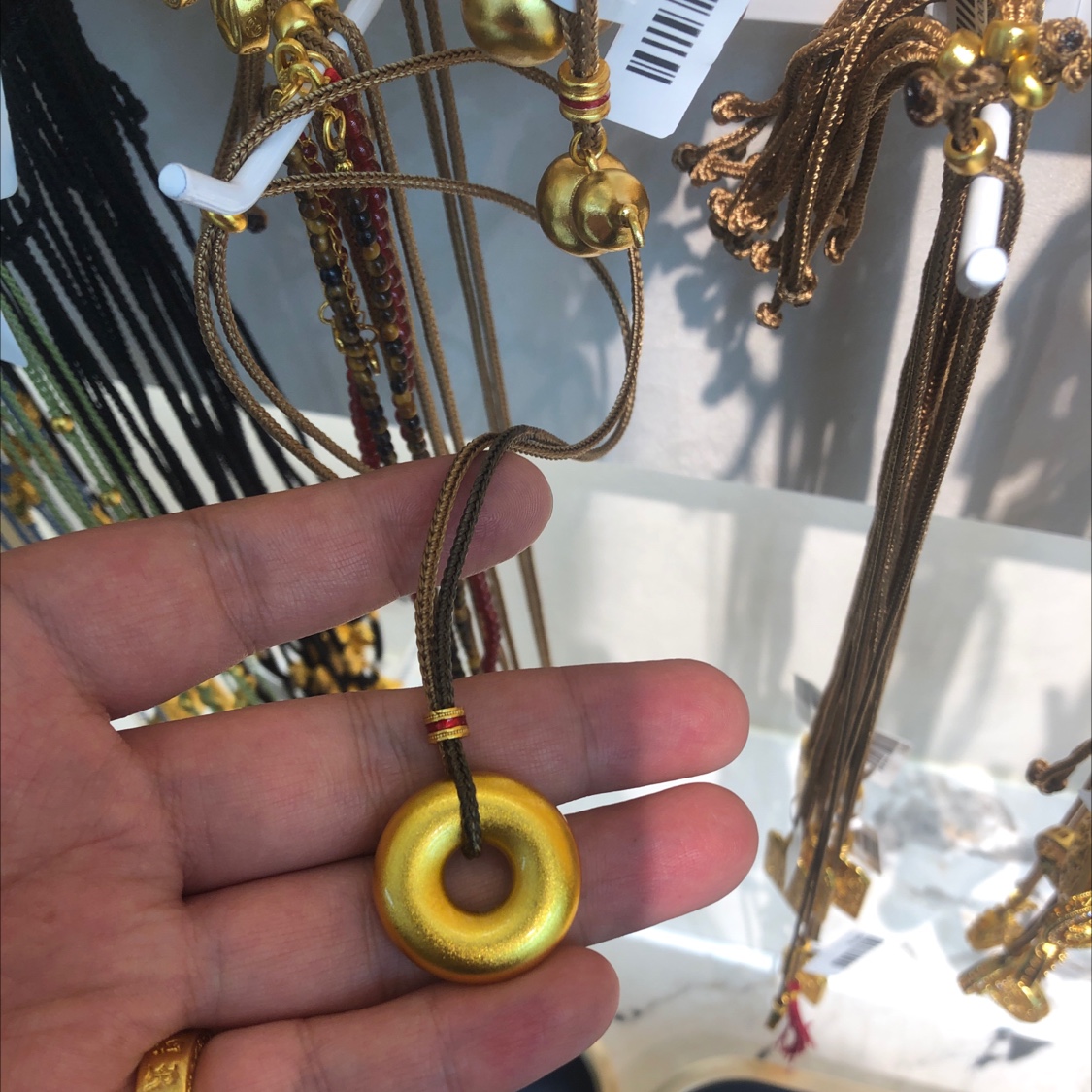 精品平安扣吊坠24K真金电镀项链沙金