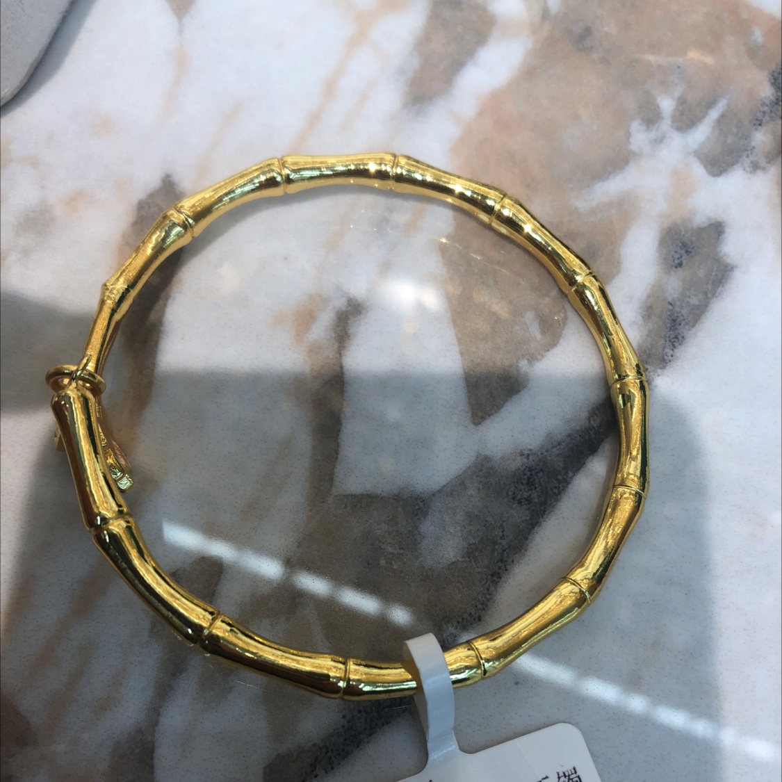 竹节莲花平安手镯24K真金电镀沙金铜沙金