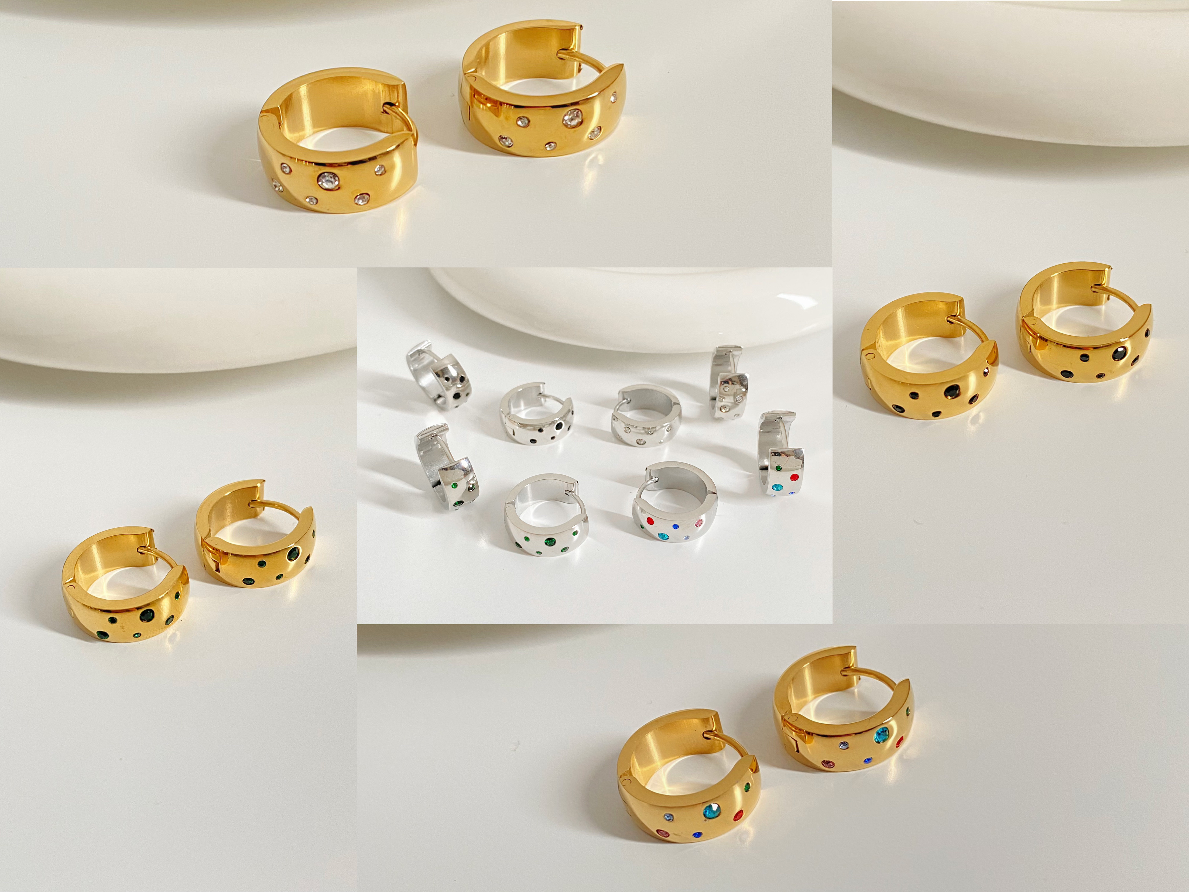 不锈钢嵌钻耳饰女生韩版时尚饰品高级简约耳扣耳环百搭小饰品