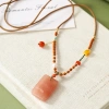 New Chinese-style natural peach blossom brewed pendant, golden thread jade necklace, light luxury and high-end, Safe and Sound brand sweater chain for men and women details Picture