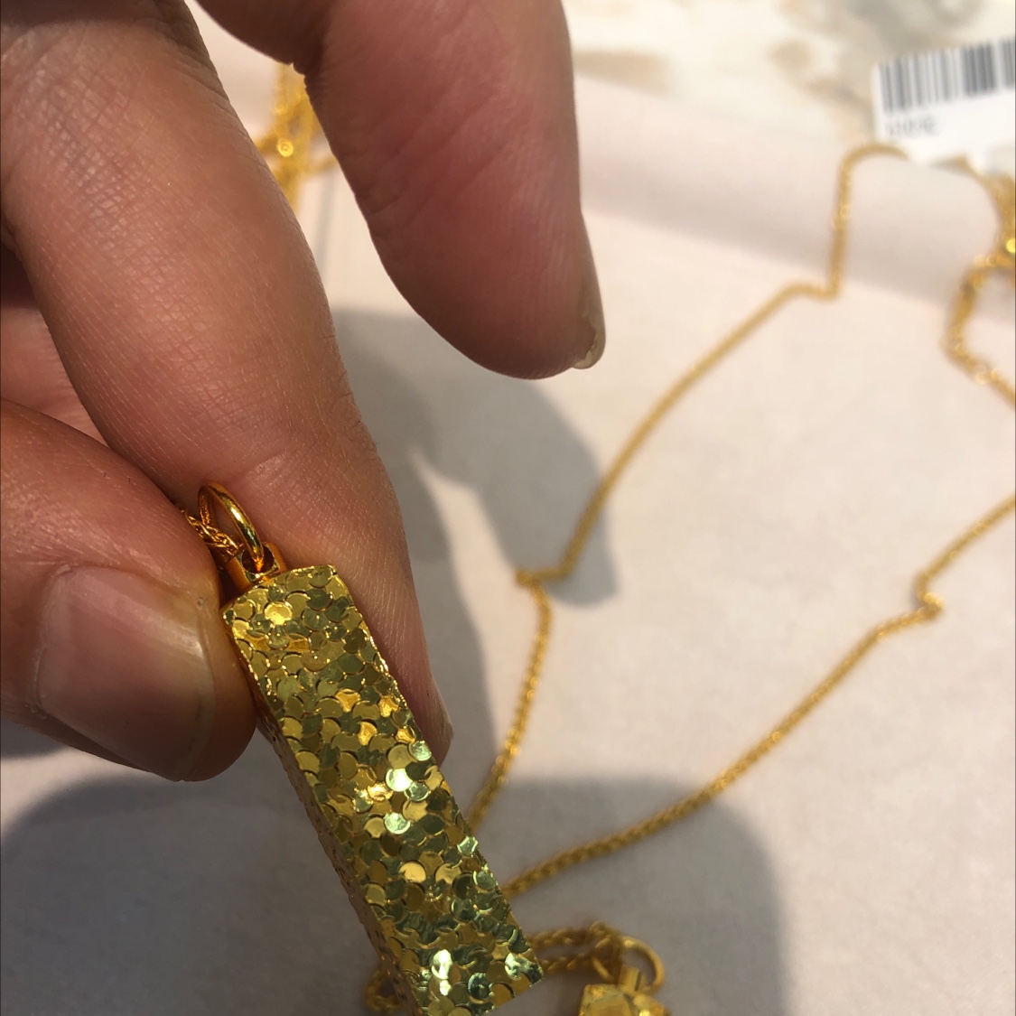 24K真金电镀项链抖音爆款，金条细链饰品细节图