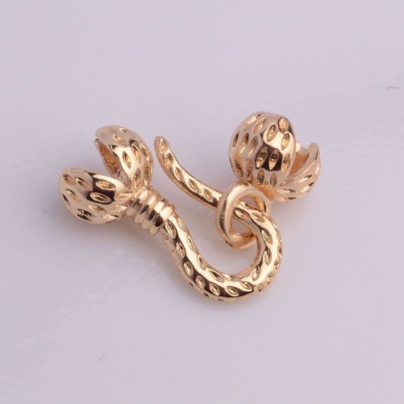 Copper plated with 18K real gold, high color retention, Sichuan pepper buckle, 7×22mm detail image 5
