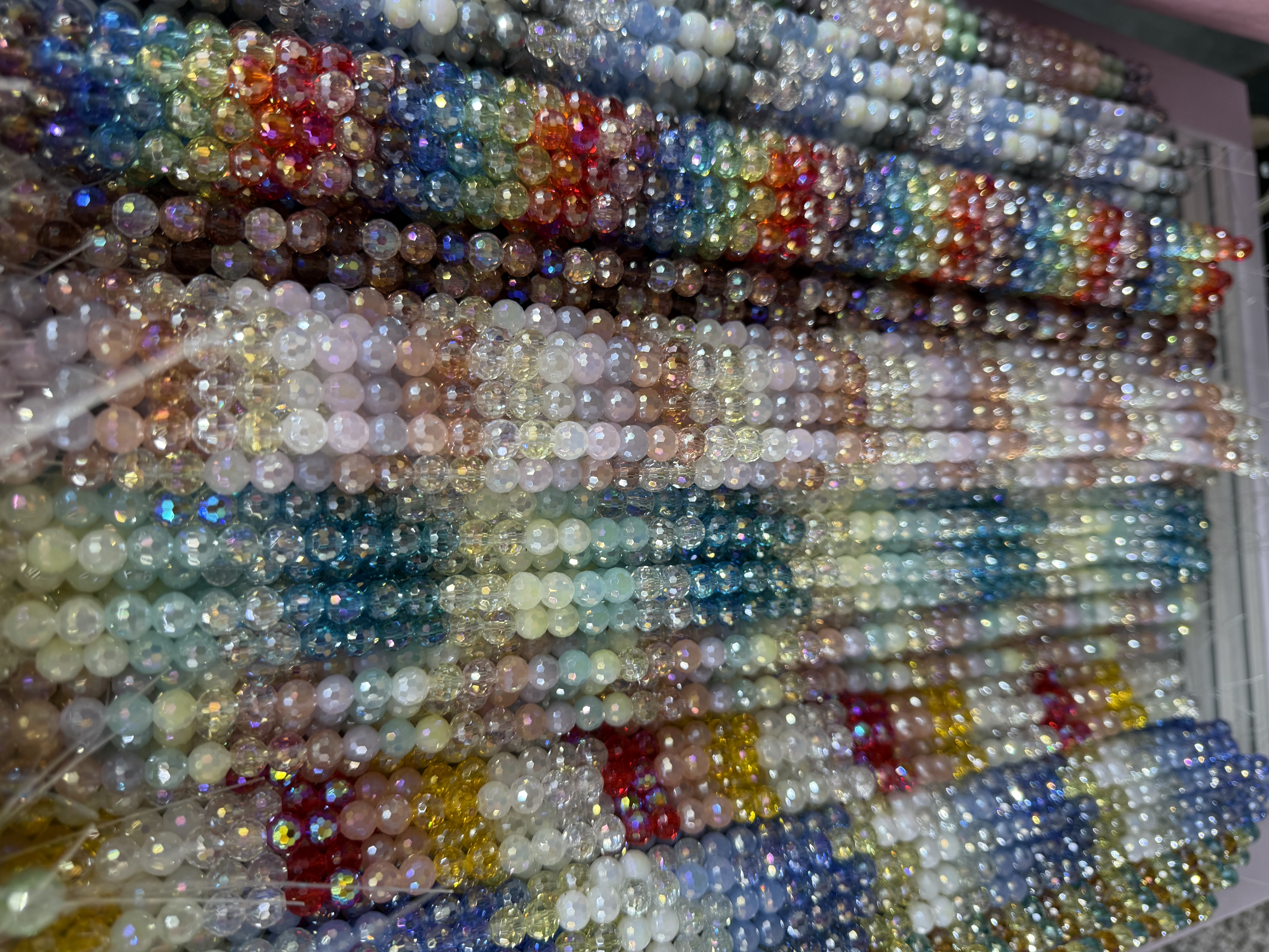 Crystal glass scattered beads diy jewelry accessories, sparkling cut surface football round beads, starry sky, 96-sided earth beads, dancing ball beads wholesale detail image 4