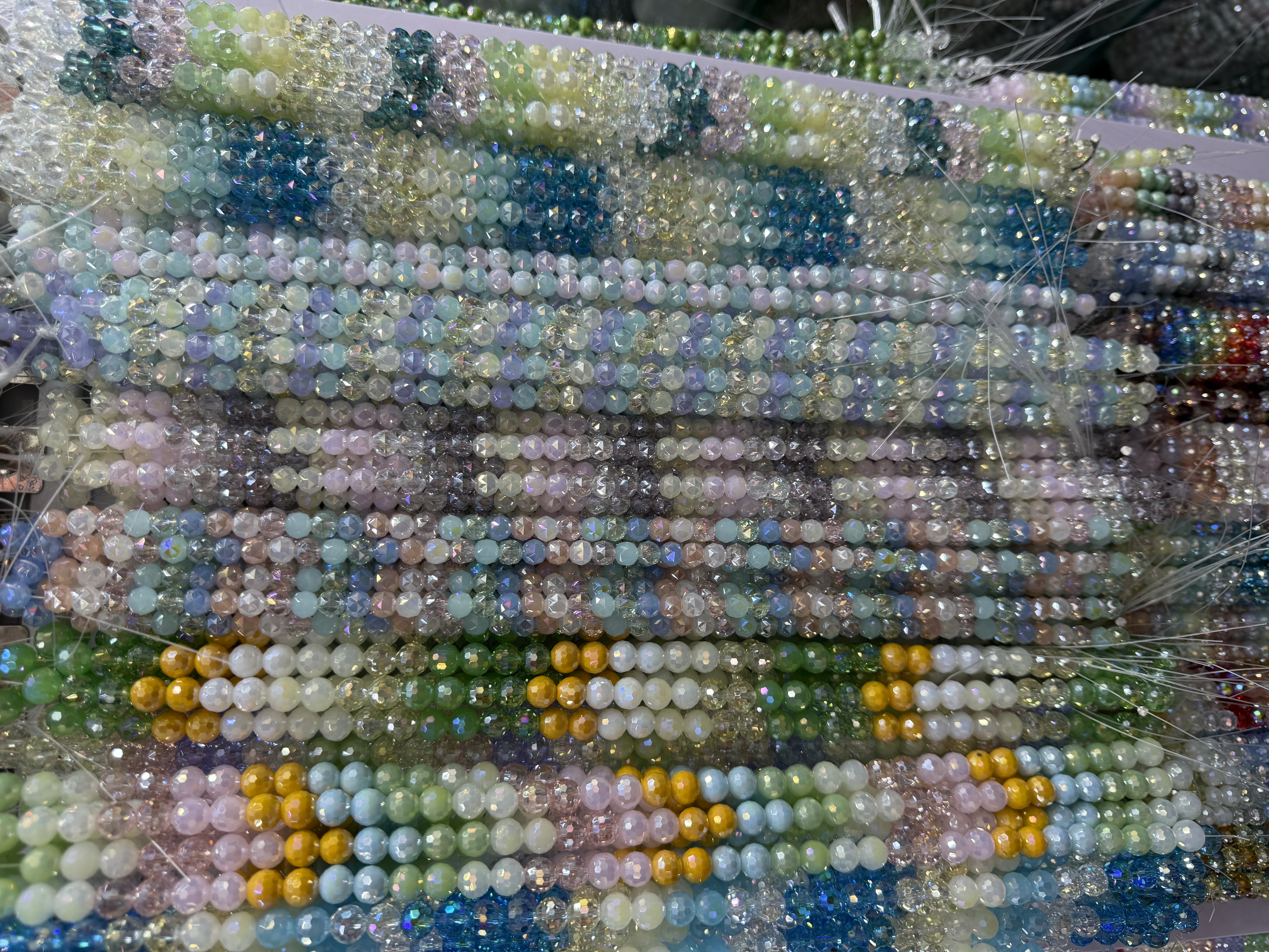 Crystal glass scattered beads diy jewelry accessories, sparkling cut surface football round beads, starry sky, 96-sided earth beads, dancing ball beads wholesale detail image 2