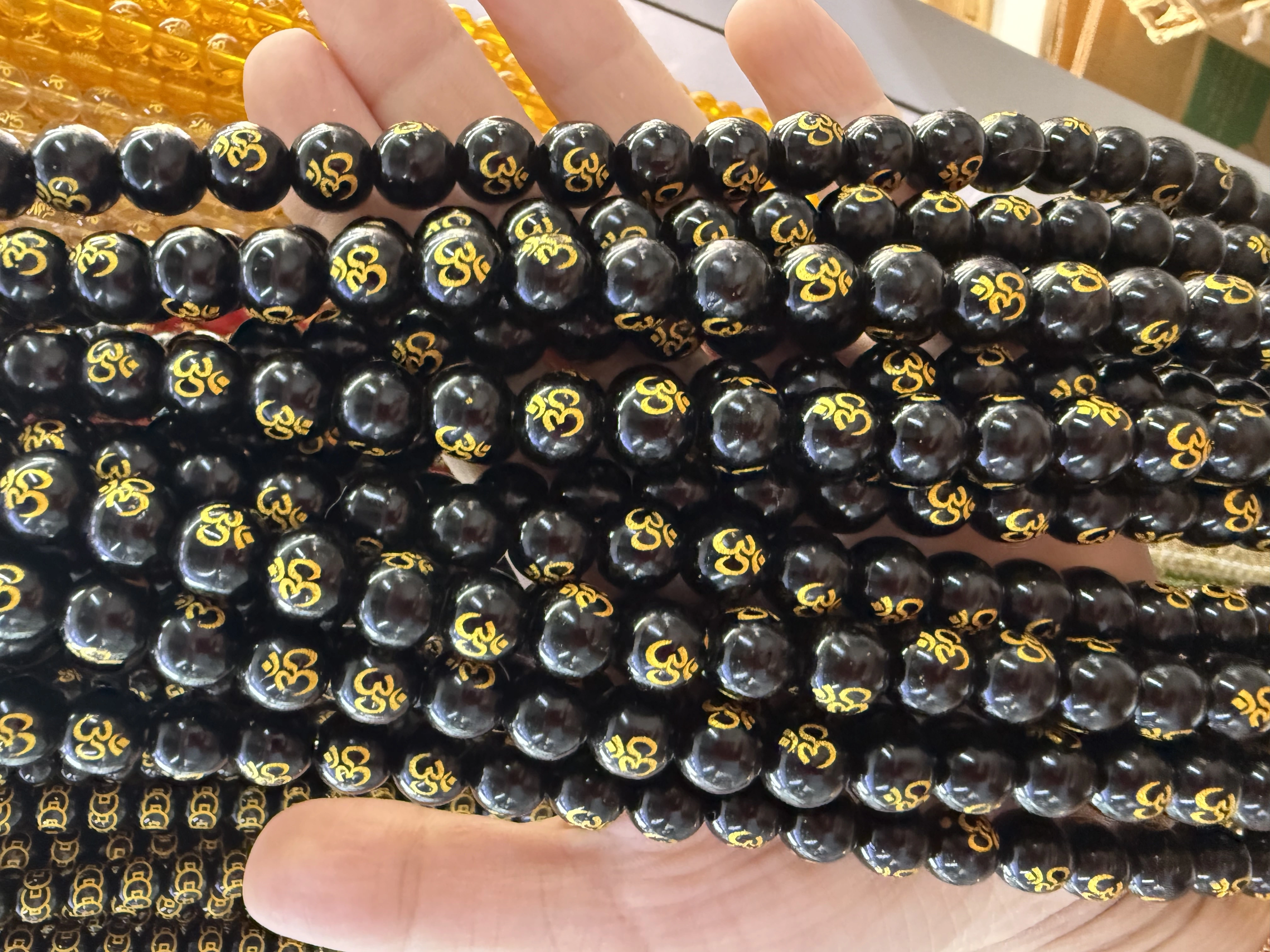 Crystal six-character mantra scattered beads diy jewelry accessories, Buddhist prayer beads bracelet accessories, copper coin beads, dragon pattern beads, gold-embossed round beads semi-finished product wholesale detail image 14