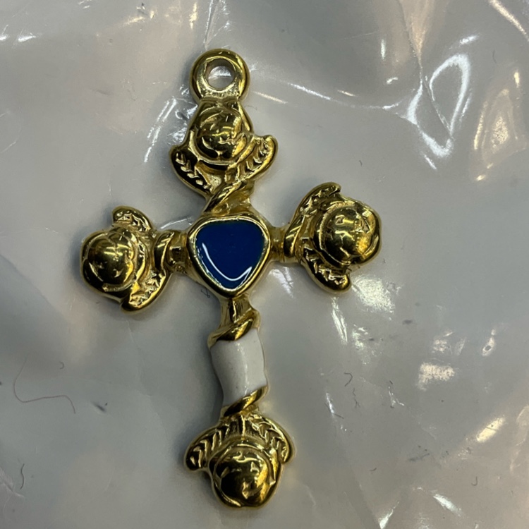 不锈钢金属配件滴油十字架玫瑰手工配饰材料吊坠不锈钢