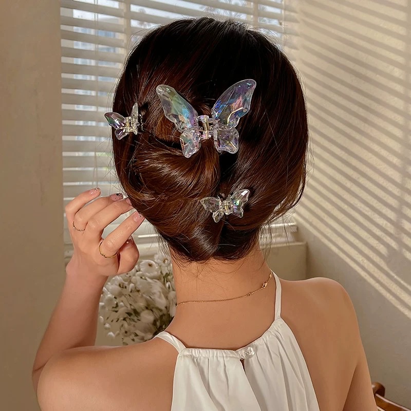 Mermaid Girl Crystal Butterfly Grab clip Super fairy hair clip female Internet celebrity 2025 new Instagram shark clip hair clip headwear detail image 10