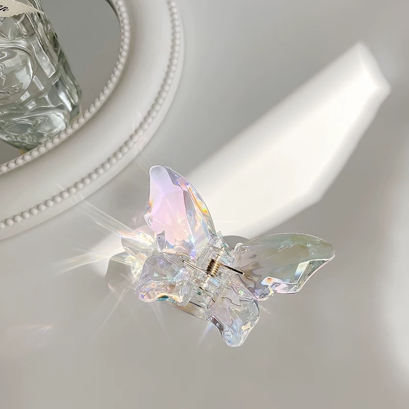 Mermaid Girl Crystal Butterfly Grab clip Super fairy hair clip female Internet celebrity 2025 new Instagram shark clip hair clip headwear detail image 6