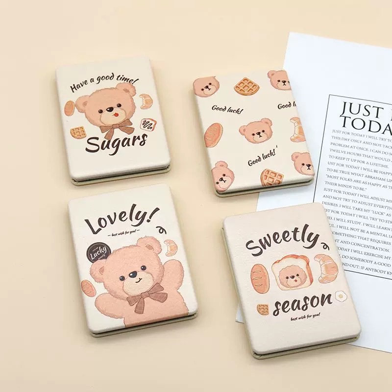 日系镜子化妆镜随身便携折叠 一面放大迷你小镜子可爱补妆女学生白底实物图