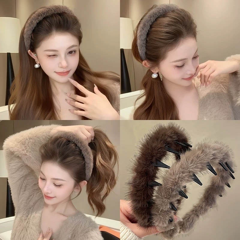 仿水貂带齿毛毛头扣婴儿针织交叉条纹发带运动跑步头饰儿童发带柔软舒适百搭款发带发带