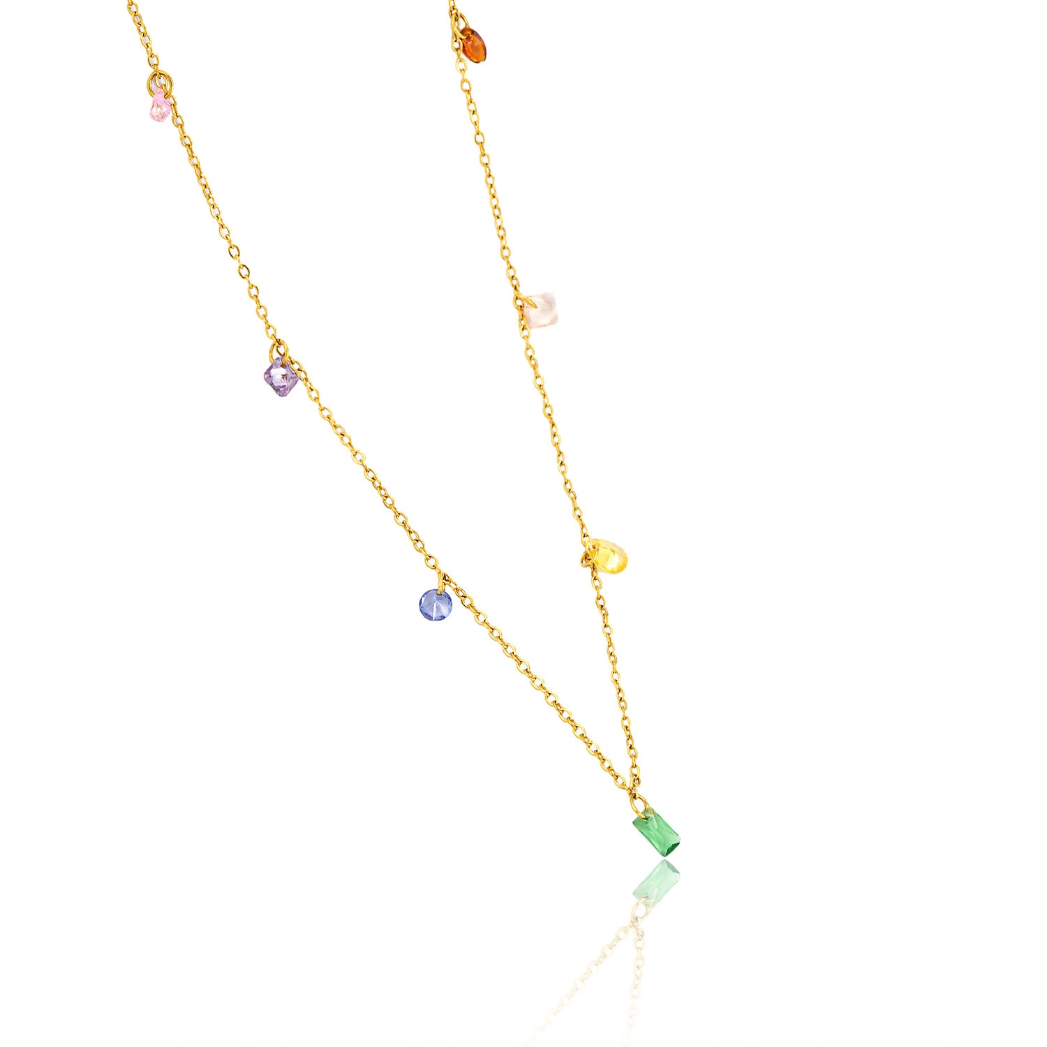 A versatile and elegant color zircon titanium steel necklace, a niche high-end collarbone chain, a new simple and light luxury accessory set detail image 2