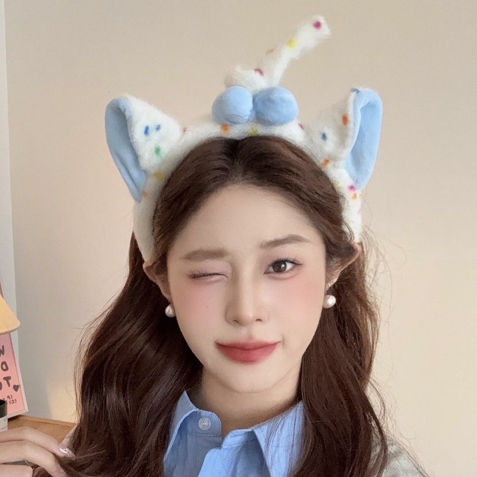 Cartoon cat ear face wash hair band, cowboy baseball cap, cherry rainbow nod band detail image 10