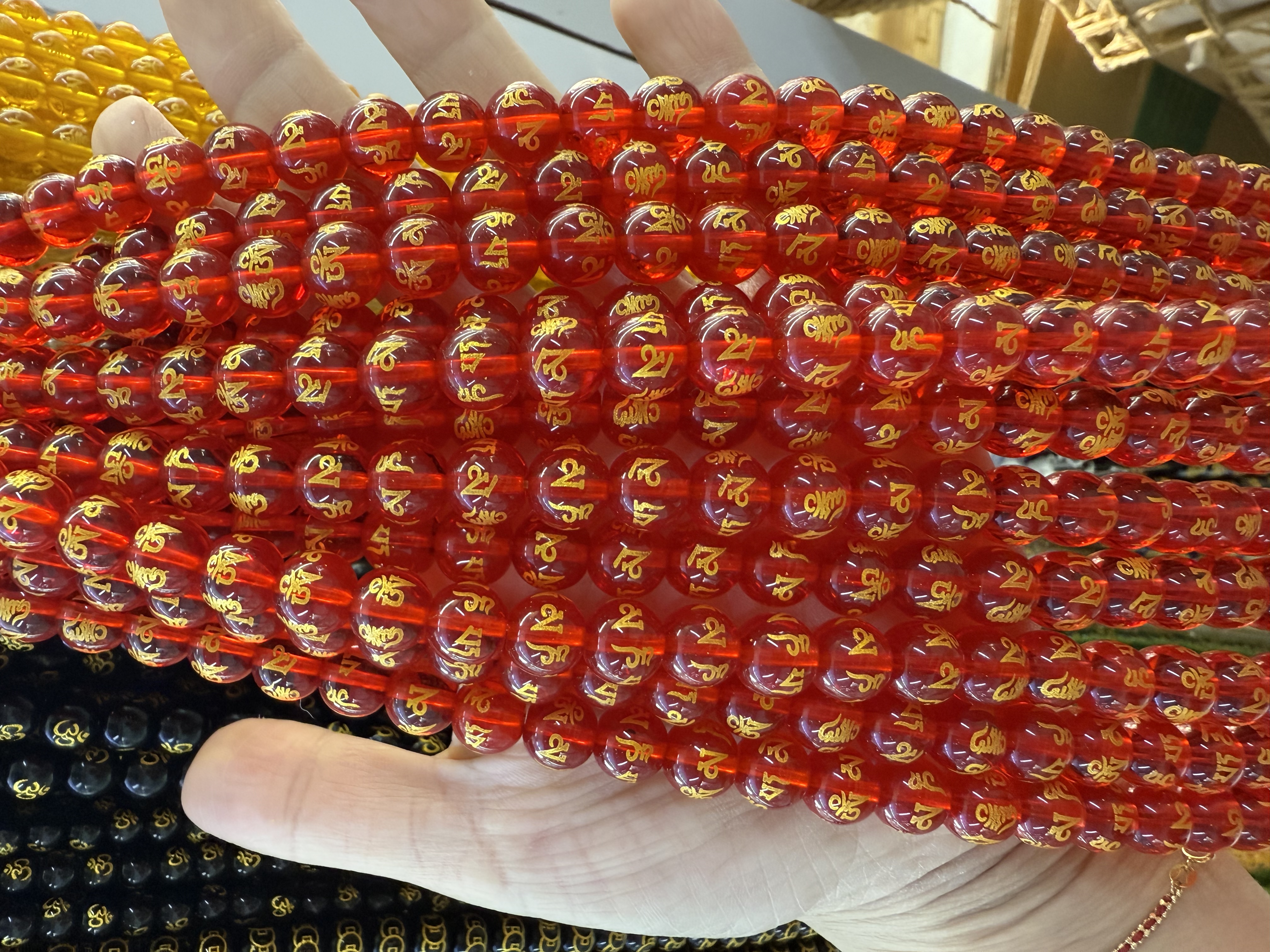 Crystal six-character mantra scattered beads diy jewelry accessories, Buddhist prayer beads bracelet accessories, copper coin beads, dragon pattern beads, gold-embossed round beads semi-finished product wholesale detail image 13