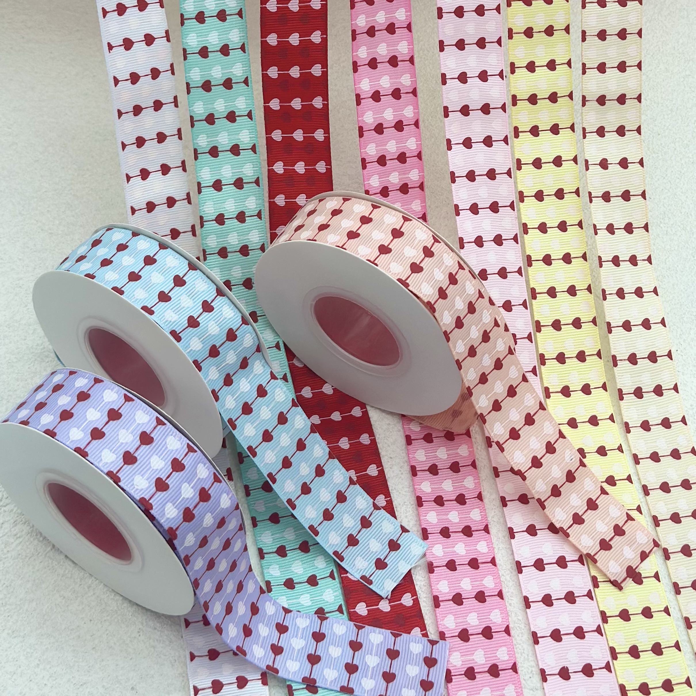 2.5cm two-color heart-shaped ribbed webbing, DIY handcrafted hair accessories, ribbon bows, material jewelry accessories
