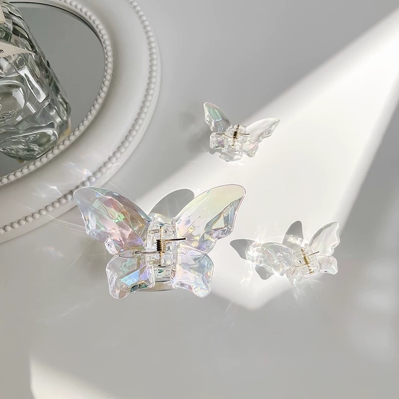 Mermaid Girl Crystal Butterfly Grab clip Super fairy hair clip female Internet celebrity 2025 new Instagram shark clip hair clip headwear detail image 3