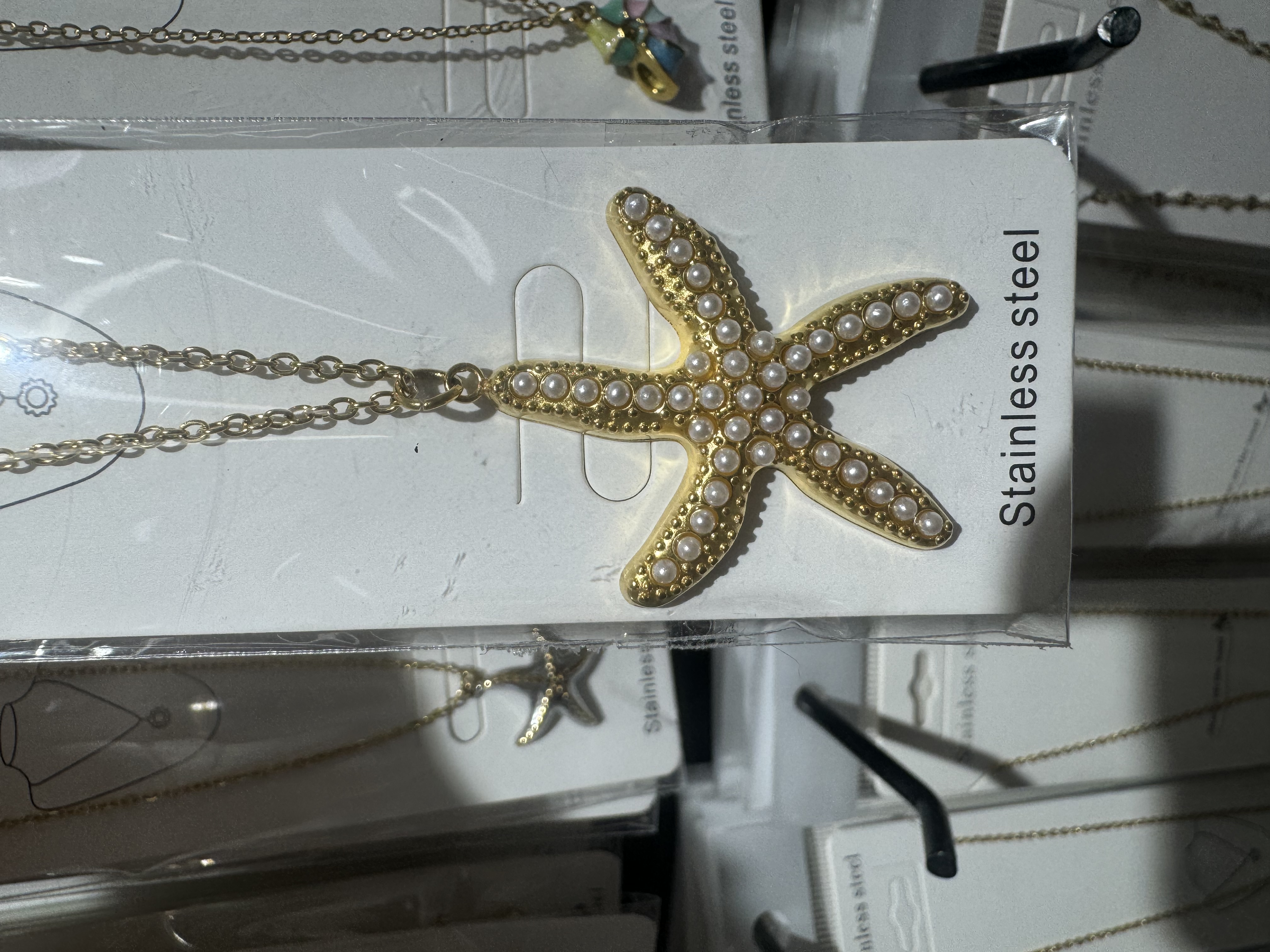 不锈钢海洋风流行饰品，七彩海螺，海星项链，贝壳项链不锈钢项链详情图2