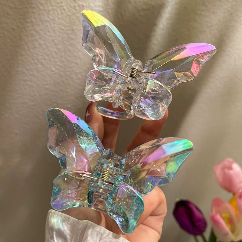 Mermaid Girl Crystal Butterfly Grab clip Super fairy hair clip female Internet celebrity 2025 new Instagram shark clip hair clip headwear detail image 7