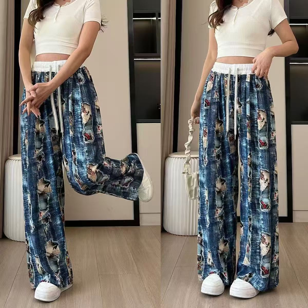 Printed fabric scarf, multi-purpose semi-perforated leather fabric, fashionable and versatile, spring and summer style Application Scenario
