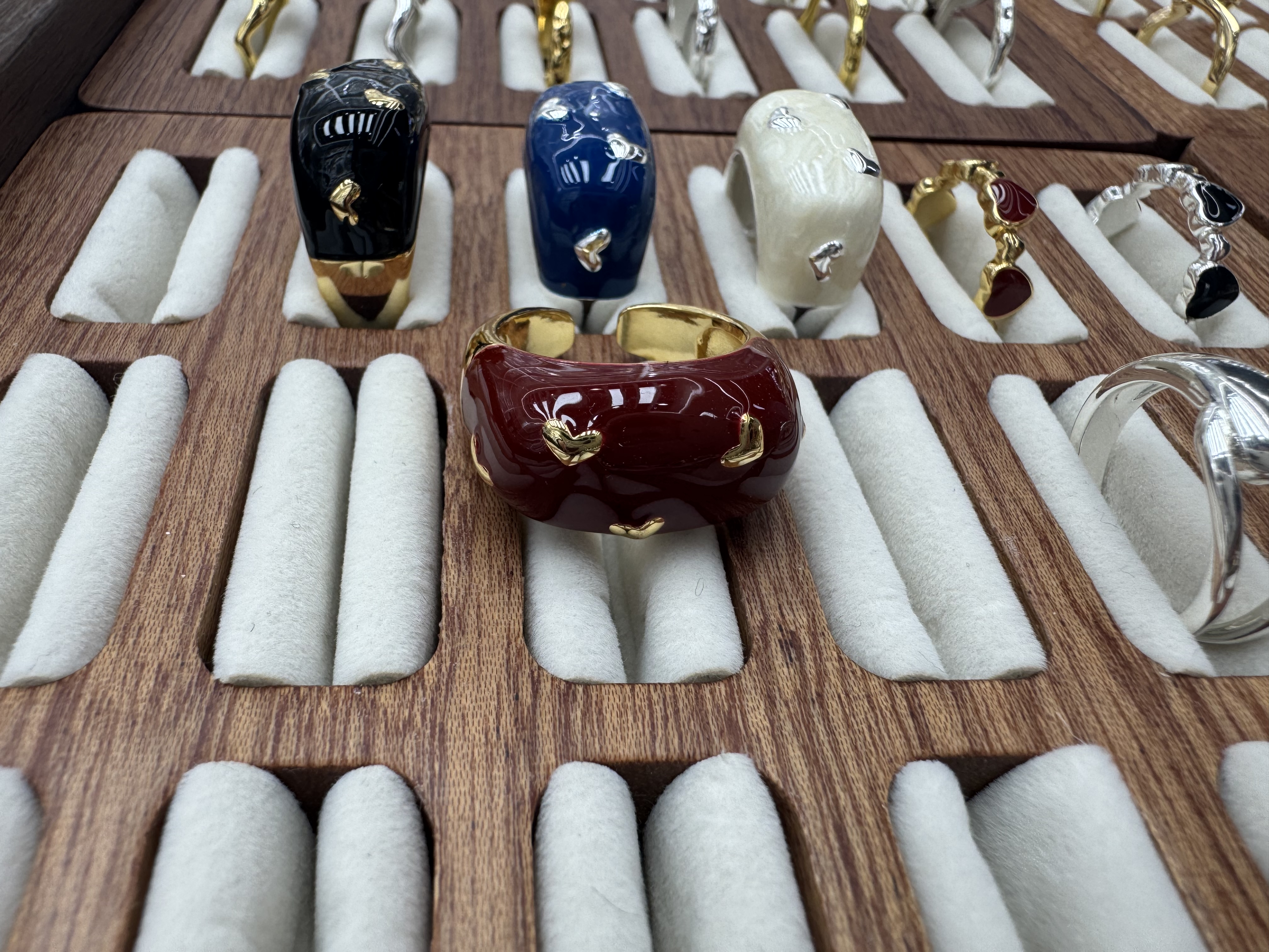 珐琅工艺时尚ins风饰品戒指细节图