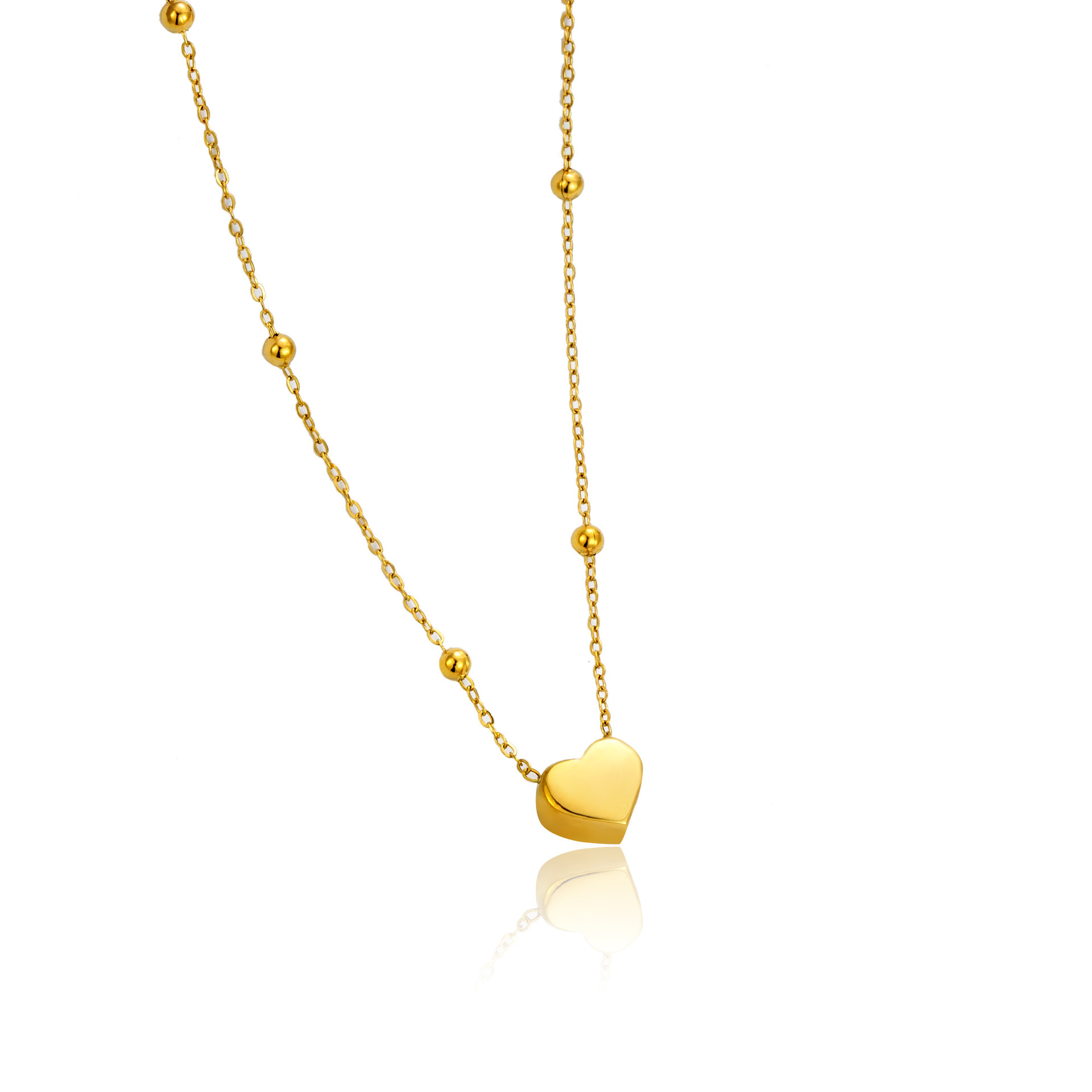 爆款简约ins爱心钛钢项链女小众设计感手链18K金锁骨链配饰品套装详情图6