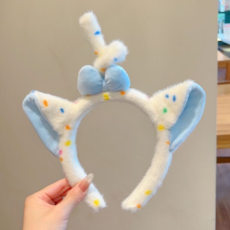 Cartoon cat ear face wash hair band, cowboy baseball cap, cherry rainbow nod band detail image 5