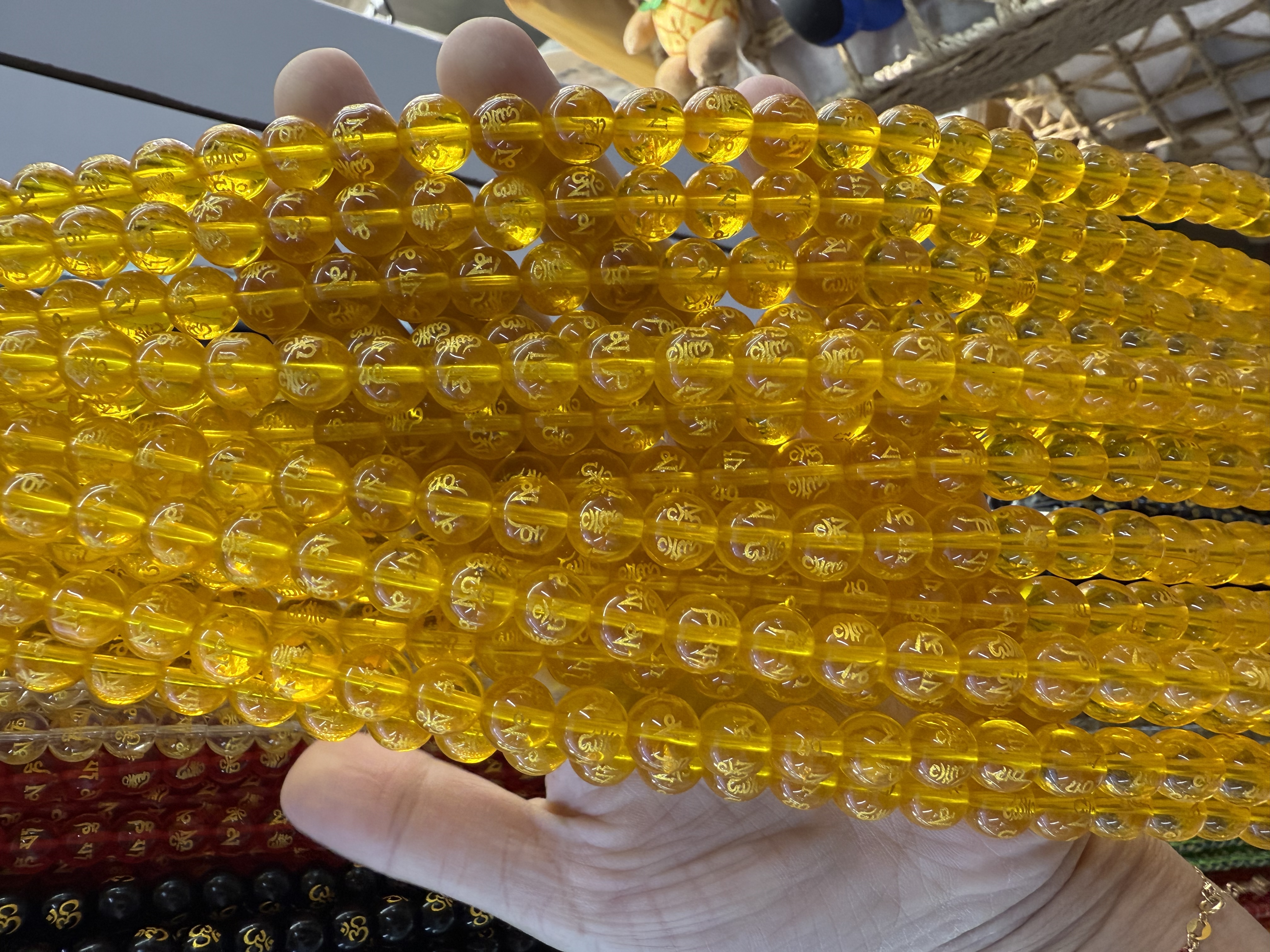 Crystal six-character mantra scattered beads diy jewelry accessories, Buddhist prayer beads bracelet accessories, copper coin beads, dragon pattern beads, gold-embossed round beads semi-finished product wholesale detail image 11