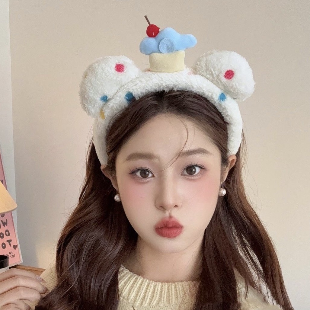 Cartoon cat ear face wash hair band, cowboy baseball cap, cherry rainbow nod band detail image 11