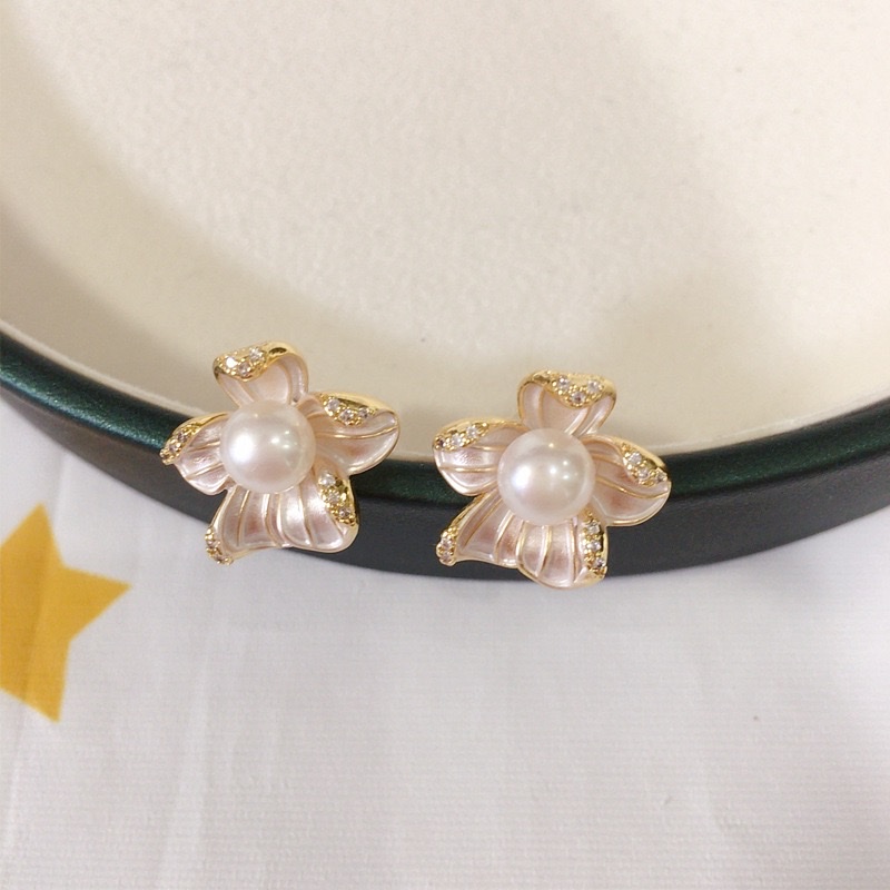 Weishiliya Zhuji Natural freshwater Pearl Earrings for Women, 18K gold-plated, high-end frosted flower, S925 sterling silver needle detail image 7