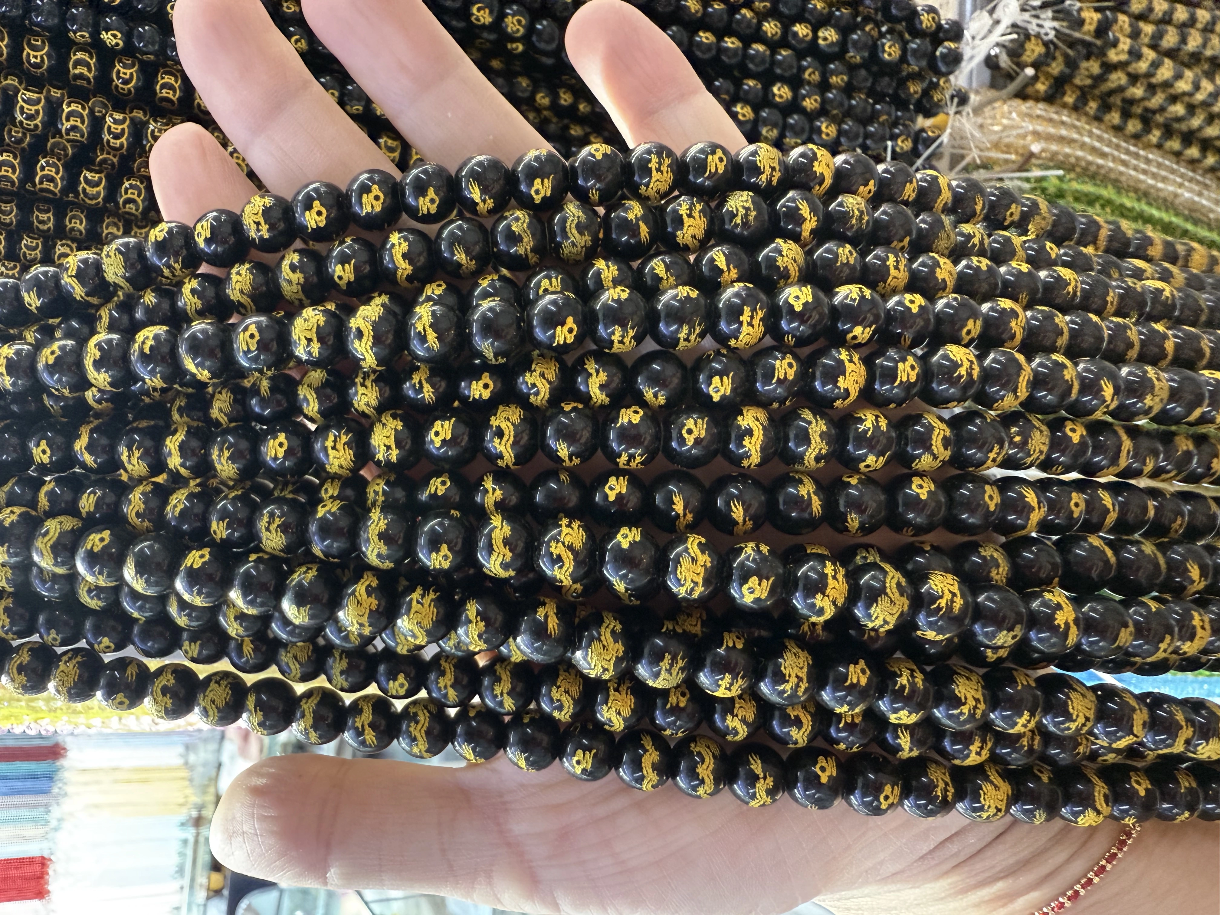 Crystal six-character mantra scattered beads diy jewelry accessories, Buddhist prayer beads bracelet accessories, copper coin beads, dragon pattern beads, gold-embossed round beads semi-finished product wholesale detail image 16