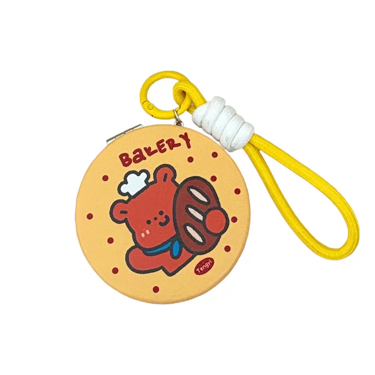 Cute cartoon illustration folding mirror, portable and small makeup mirror for girls, portable high-definition touch-up mirror, hanging rope small mirror, portable folding portable makeup mirror, desktop can stand, student dormitory girls, office good items, dressing mirror Item Picture