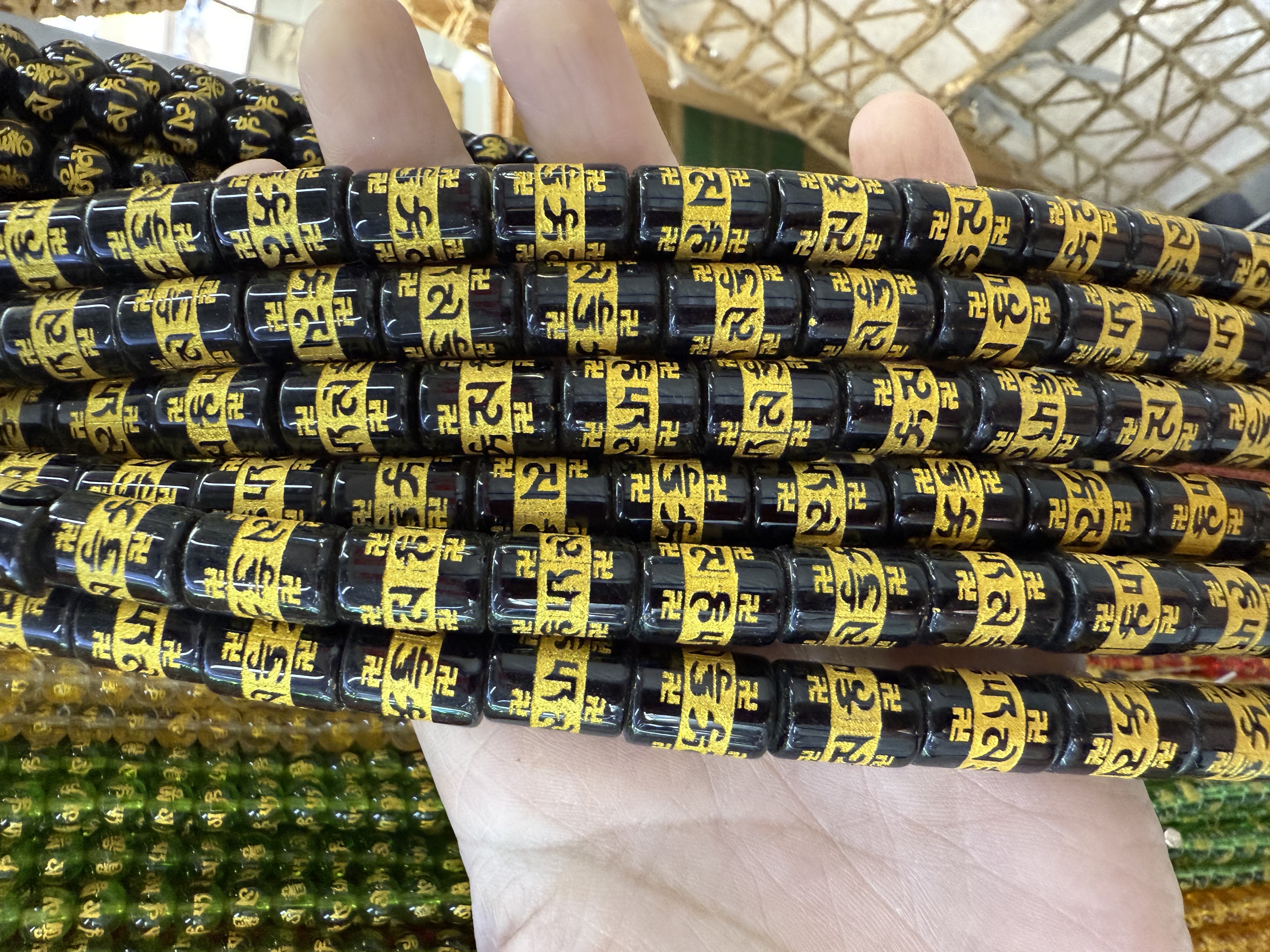 Crystal six-character mantra scattered beads diy jewelry accessories, Buddhist prayer beads bracelet accessories, copper coin beads, dragon pattern beads, gold-embossed round beads semi-finished product wholesale detail image 6