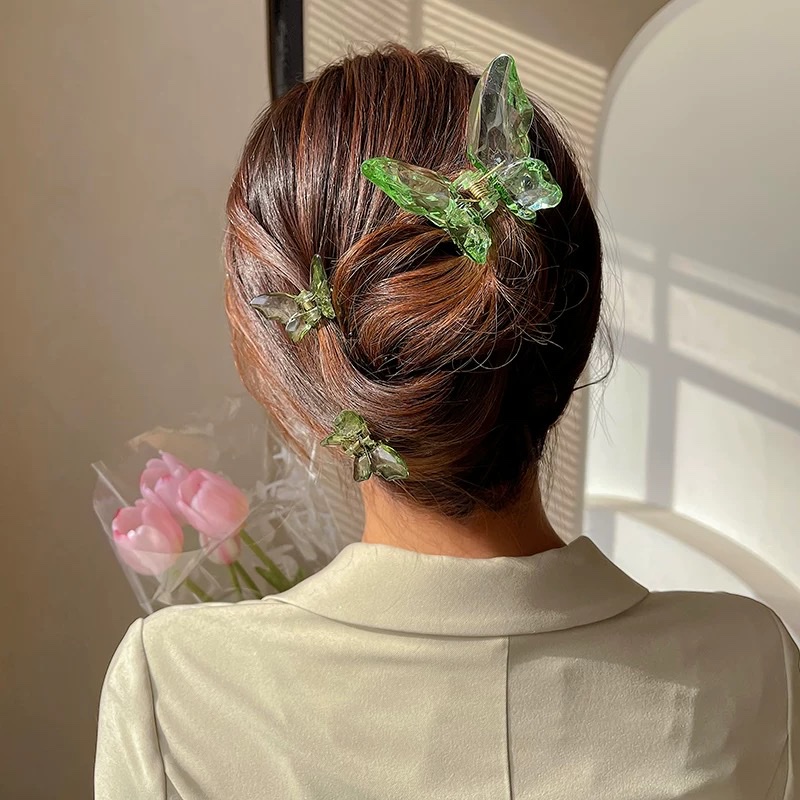 Mermaid Girl Crystal Butterfly Grab clip Super fairy hair clip female Internet celebrity 2025 new Instagram shark clip hair clip headwear detail image 11