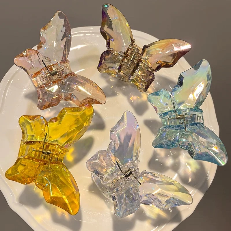 Mermaid Girl Crystal Butterfly Grab clip Super fairy hair clip female Internet celebrity 2025 new Instagram shark clip hair clip headwear detail image 8