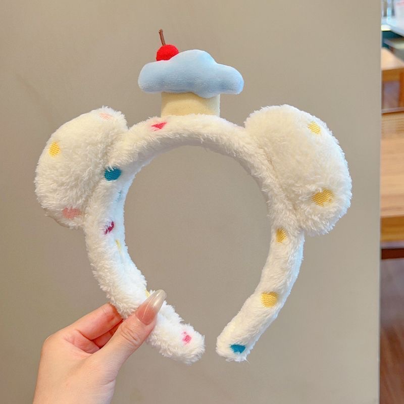 Cartoon cat ear face wash hair band, cowboy baseball cap, cherry rainbow nod band detail image 6