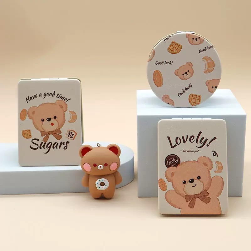 日系镜子化妆镜随身便携折叠 一面放大迷你小镜子可爱补妆女学生产品图