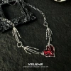 Halloween dark punk red heart-shaped ghost claw necklace, a niche, exaggerated and individualistic female collarbone chain accessory details Picture