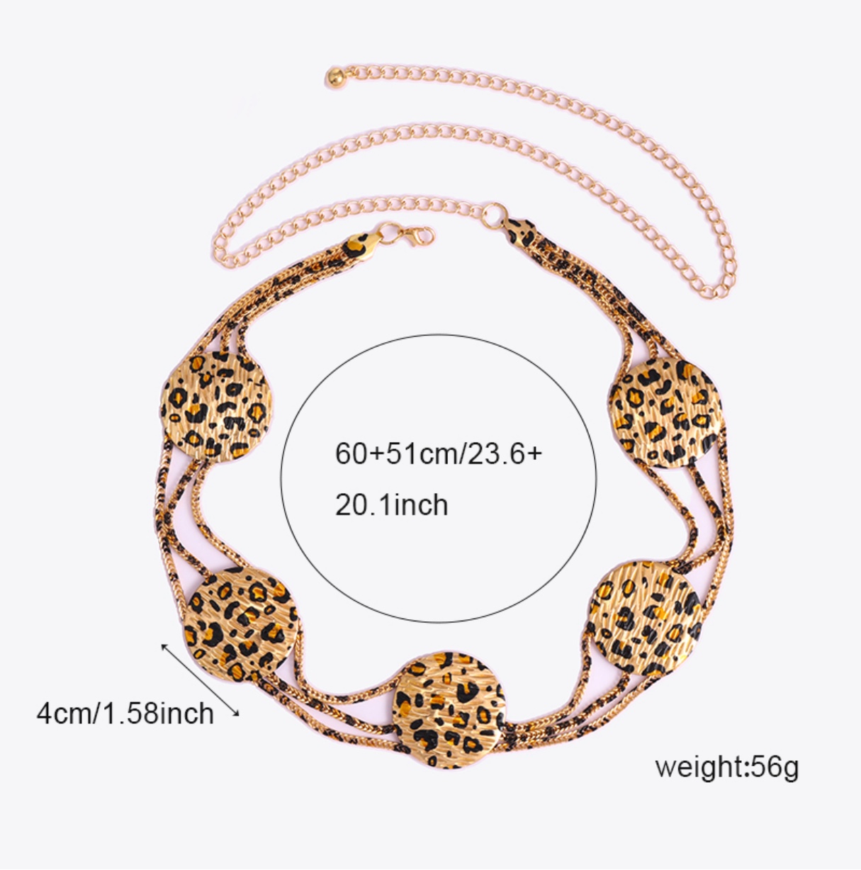 1条豹纹金属腰带装饰欧美腰链复古女配毛衣裙子链条西装腰封百搭配饰时尚 详情图6