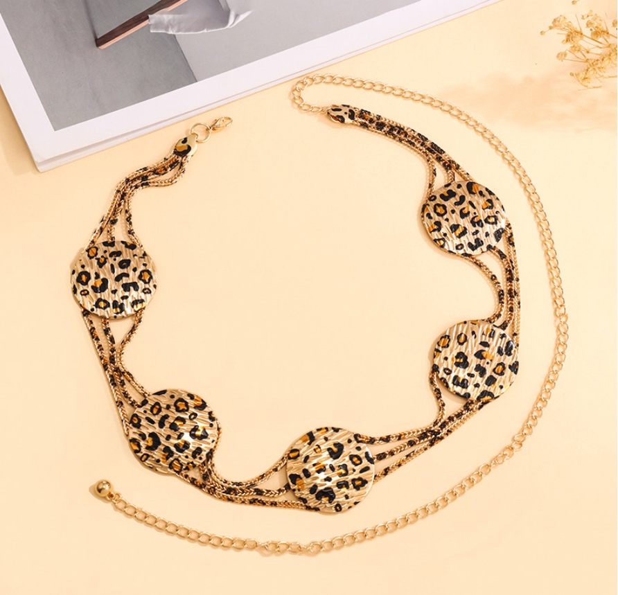 1条豹纹金属腰带装饰欧美腰链复古女配毛衣裙子链条西装腰封百搭配饰时尚 详情图4