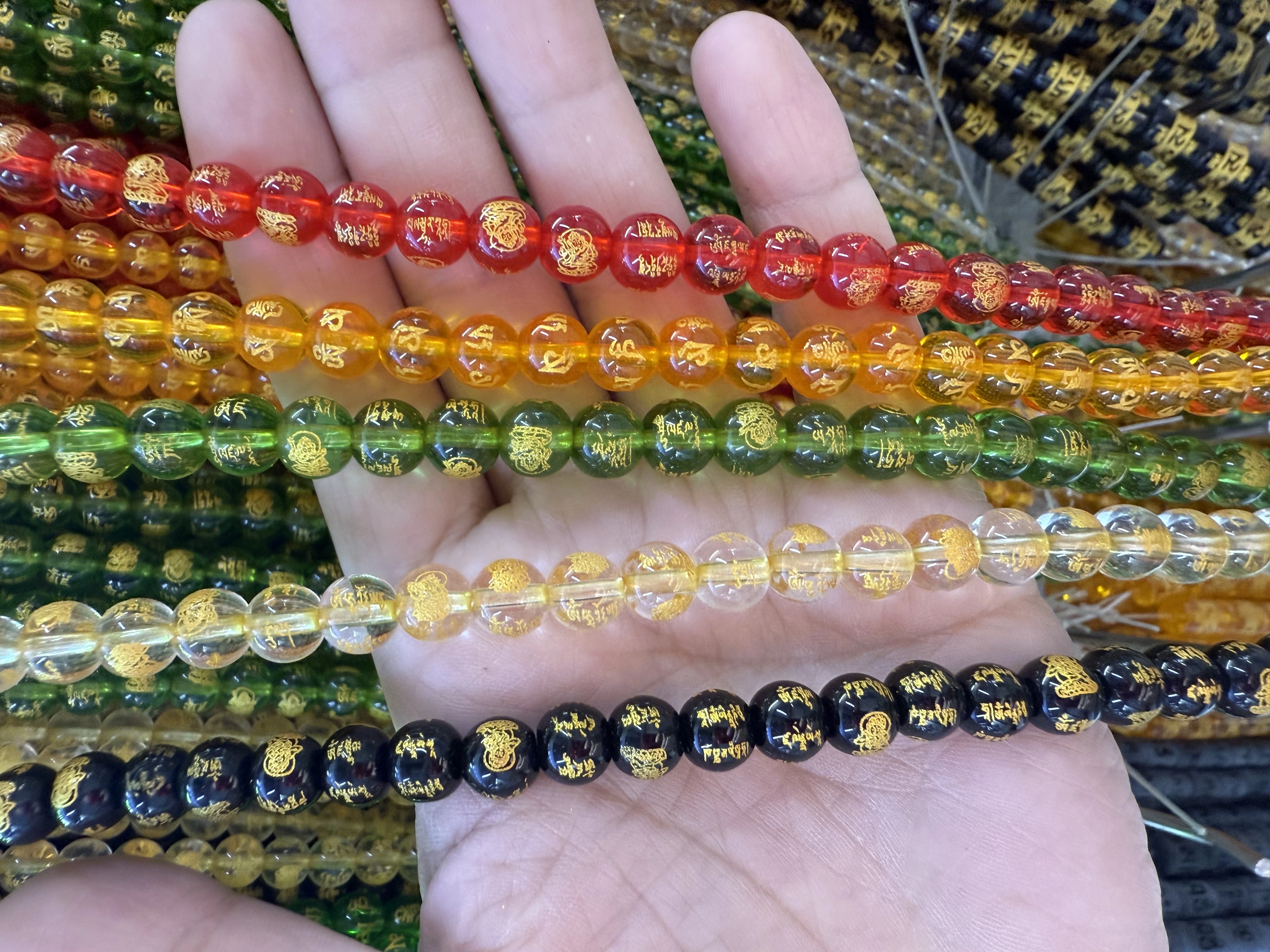 Crystal six-character mantra scattered beads diy jewelry accessories, Buddhist prayer beads bracelet accessories, copper coin beads, dragon pattern beads, gold-embossed round beads semi-finished product wholesale detail image 8