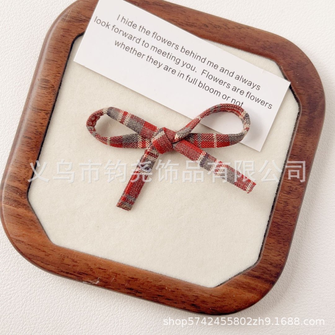 新款韩系彩色格纹蝴蝶结发夹布艺马尾发圈宝宝甜美装饰饰品配件产品图