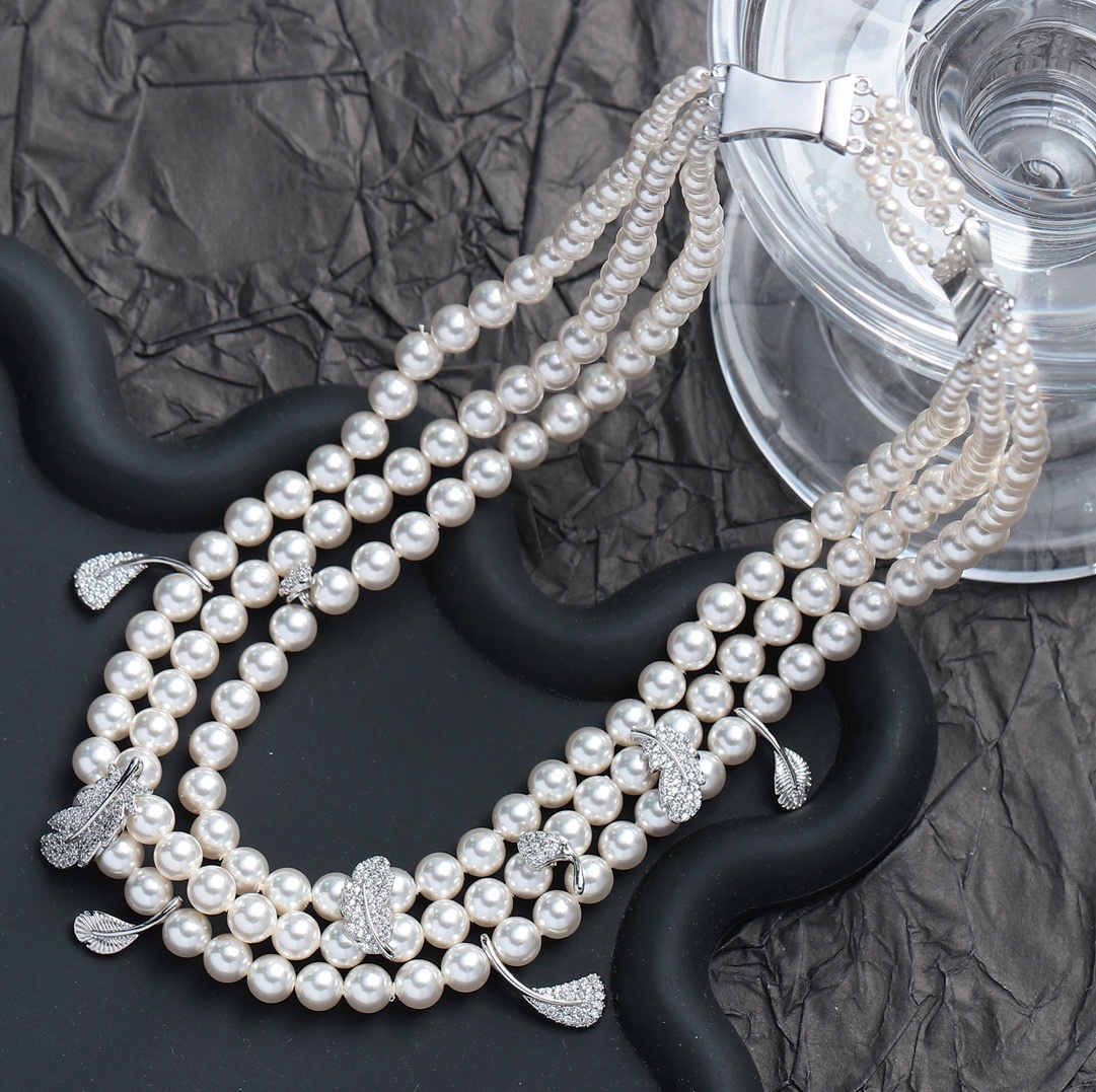 不锈钢珍珠水钻瓜链项链时尚简约女款首饰配饰百搭潮流详情图2