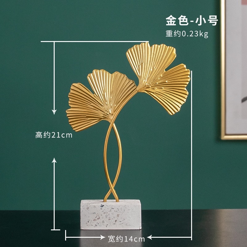 Ginkgo leaf ironwork handicrafts, light luxury craft ornaments, creative home living room decoration details Picture