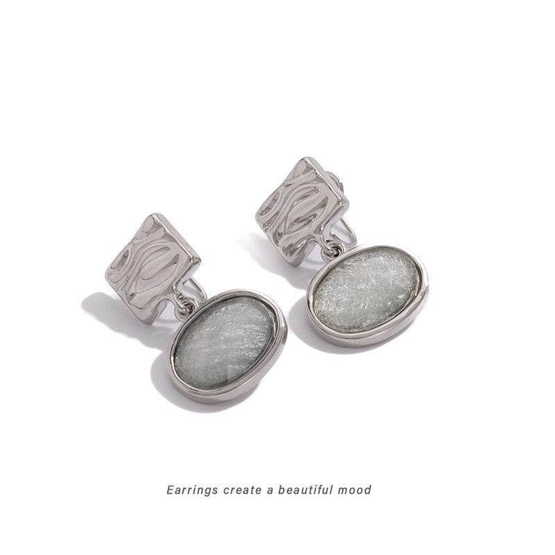 Retro Pleated Texture Square Earrings, Fashionable Commuting Transparent Earrings Specification drawing