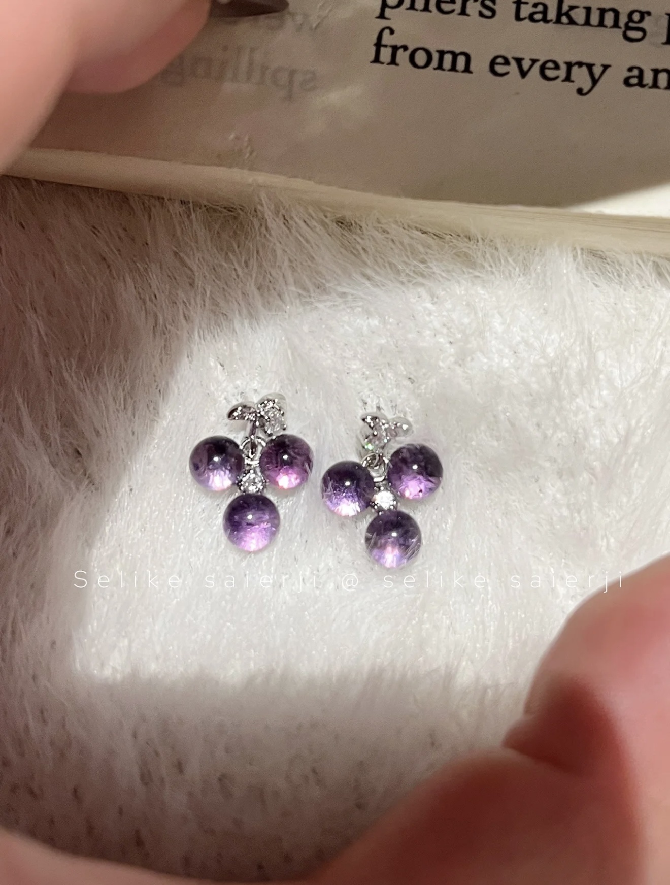 【 Juicy Grapes 】 Niche Design · Natural Amethyst · Fashionable Ear studs - High-end and Versatile earrings Specification image